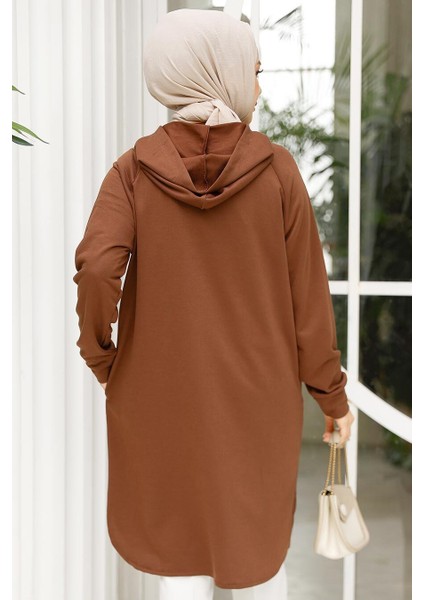 Fermuarlı Kahverengi Tesettür Sweatshirt 30157KH modelleri