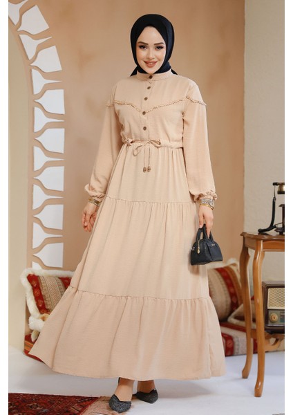 Kat Piliseli Bisküvi Tesettür Elbise 10334BS