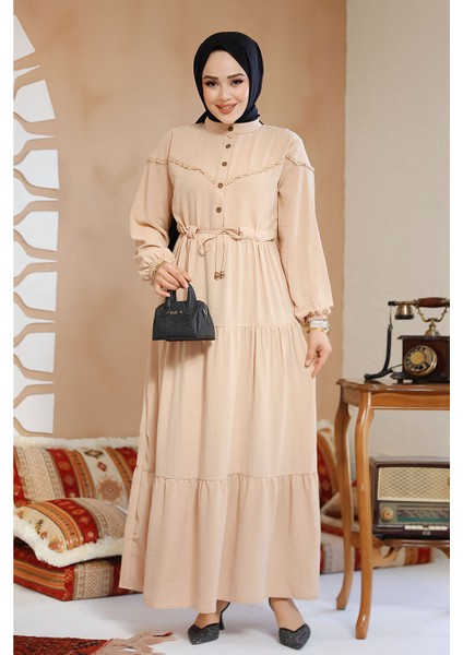 Kat Piliseli Bisküvi Tesettür Elbise 10334BS fiyatları