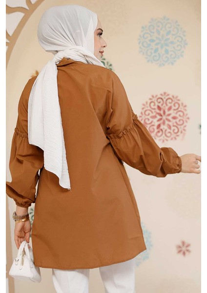 Nakış Desenli Taba Tesettür Tunik 40603TB modelleri