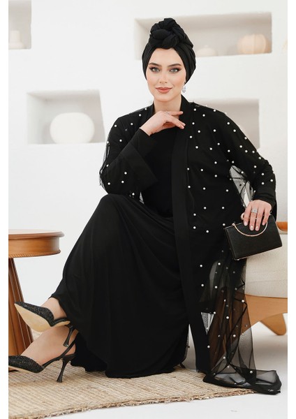 Inci Işlemeli Lacivert Tesettür Abaya Takım 42781S fırsatları