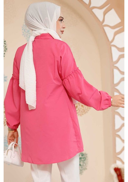Nakış Desenli Fushia Tesettür Tunik 40603F