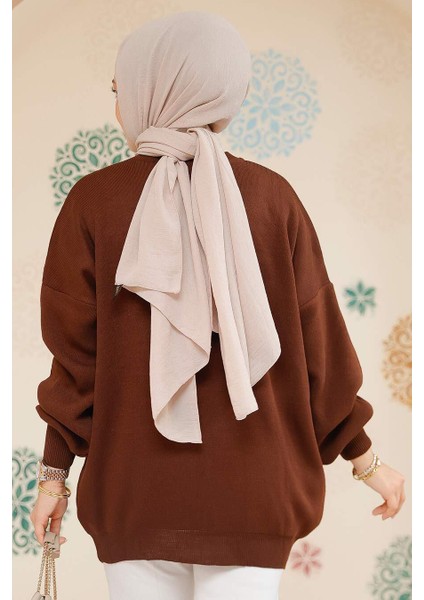 Kahverengi Tesettür Kazak Tunik 17201KH fırsatları