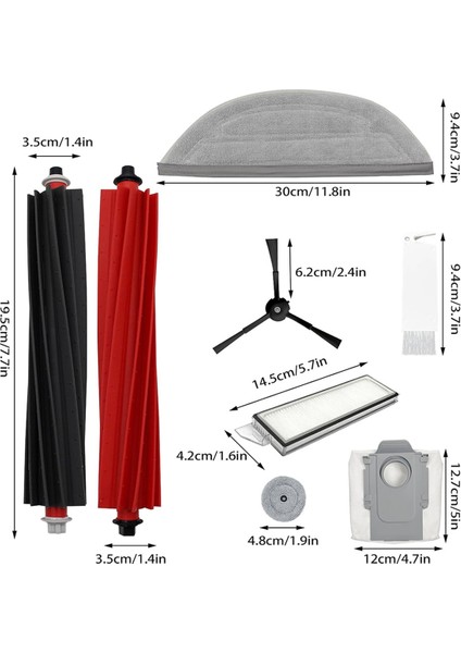 Roborock S8 Maxv Ultra Yedek Parçaları - Yan Fırçalar, Ana Fırçalar, Filtreler, Toz Torbaları, Yan Bezler Içeren Aksesuar Seti (Yurt Dışından) modelleri