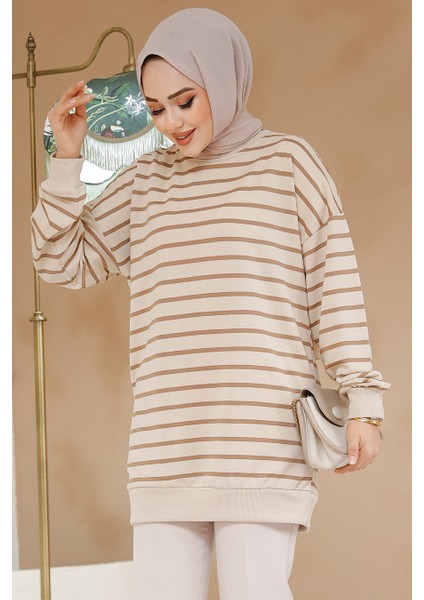 Çizgili Vizon Tesettür Tunik 30175V