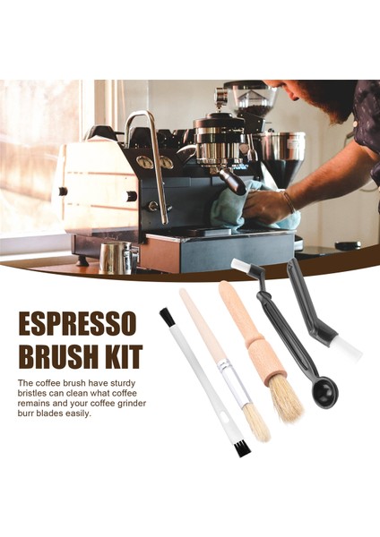 Kahve Fırçası Seti Espresso Fırçası Seti, Ahşap Kahve Öğütücü Makinesi Temizleme Fırçası ve Kahve Makinesi Için Espresso Fırçası (Yurt Dışından)
