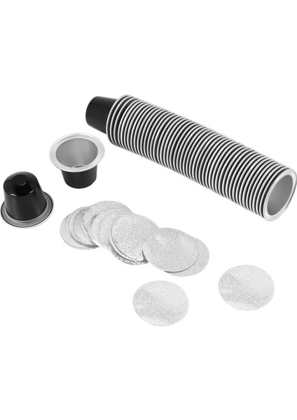 50 Set Doldurulabilir Kahve Kapsülleri Kupası Tek Kullanımlık Kahve Kapsülleri Paketleme Kafe Malzemeleri Nespresso Siyah (Yurt Dışından)