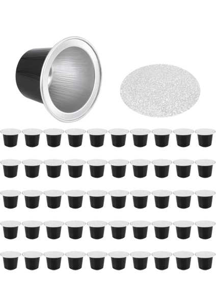 50 Set Doldurulabilir Kahve Kapsülleri Kupası Tek Kullanımlık Kahve Kapsülleri Paketleme Kafe Malzemeleri Nespresso Siyah (Yurt Dışından)