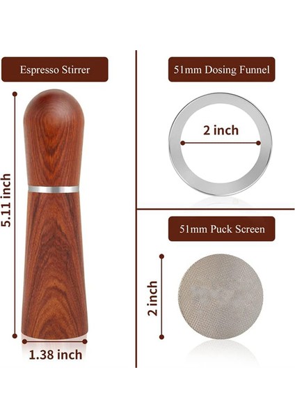 51MM Espresso Wdt Aleti, Dozaj Hunisi ve Disk Ekran Seti, Espresso Aksesuarları Seti Barista Seti, Kahve Iğnesi (Yurt Dışından)