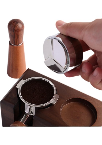 58.5mm Kahve Tamper Kahve Dağıtıcı Alet Ceviz Kapak Espresso Düzleştirici Portafilter Espresso'ya Uygun (Yurt Dışından)