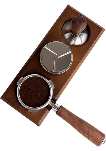 58.5mm Kahve Tamper Kahve Dağıtıcı Alet Ceviz Kapak Espresso Düzleştirici Portafilter Espresso'ya Uygun (Yurt Dışından)