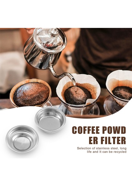 2 Adet Paslanmaz Çelik 58MM Kahve Çay Filtre Sepeti Espresso Kahve Makinesi Aksesuarları Basınçlı Toz Haznesi (Yurt Dışından)