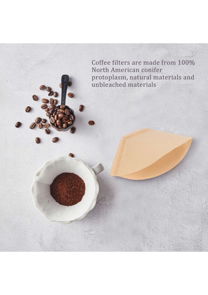 100 Adet Kahve Filtresi Tek Kullanımlık Koni Kağıt Kahve Filtresi Doğal Ağartılmamış Filtre 4-6 Bardak Pour Over Kahve Makineleri Için (Yurt Dışından)