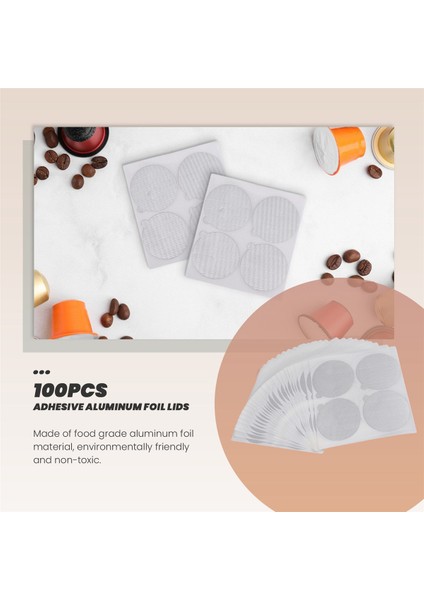 100 Adet Yapışkanlı Alüminyum Folyo Kapaklar Mühürler Etiketler Doldurma Tek Kullanımlık Boş Nespresso Kahve Pod'u Yeniden Kullanılabilir Kapak 37MM (Yurt Dışından)