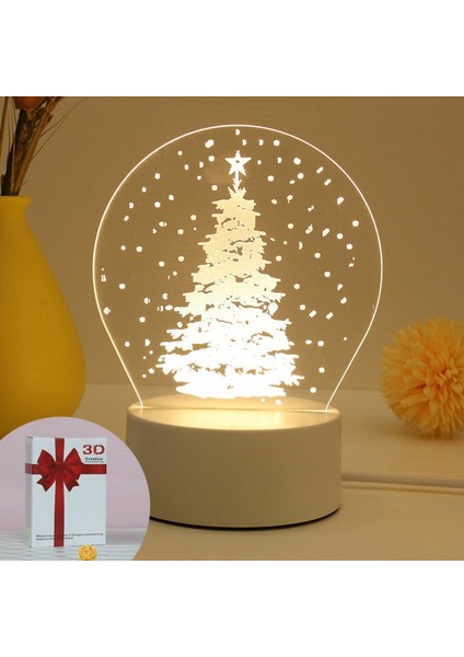 Shun Shop Noel Ağacı 3D Gece Işık Yaratıcı Hediye Başucu Lamba Masa Çocuk Atmosfer Hafif Hediye (Yurt Dışından)