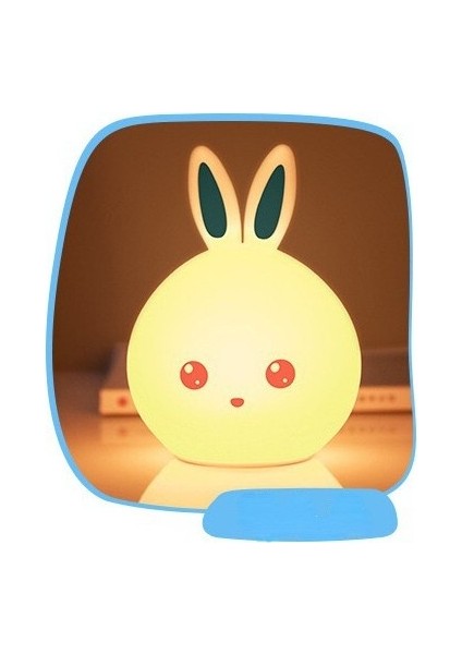 Shun Shop Gradyan Silikon Pat Işık Tavşan Gece Işığı Sevimli Uzaktan Kumanda Şarjı Renkli Işık (Yurt Dışından)