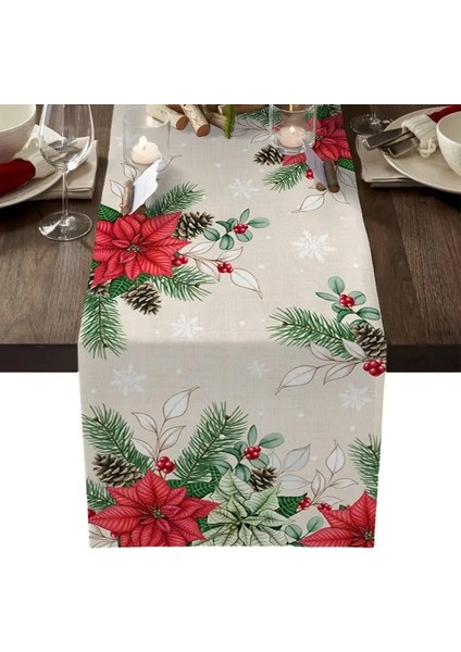 Beautifyy Noel Masa Koşucu Keten Izolasyon Karikatür Masa Dizlili Çay Mat Tv Dolap Dekoratif Bez (Yurt Dışından)