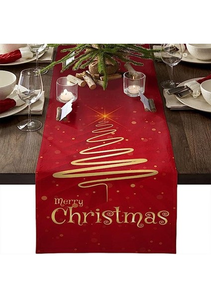 Beautifyy Noel Masa Koşucu Keten Izolasyon Karikatür Masa Dizlili Çay Mat Tv Dolap Dekoratif Bez (Yurt Dışından)