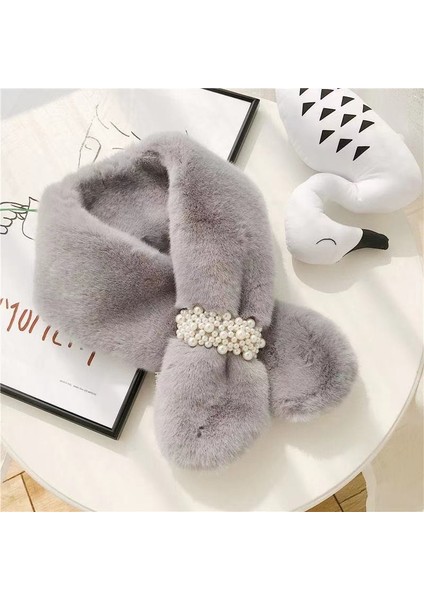 Beautifyy Inci Düz Renk Kürk Kış Kış Sıcak Boyun Eşarp Yem Kalınlaşmış Boyun Örtüsü Kürk Çapraz Peluş Boyun Eşarp (Yurt Dışından)