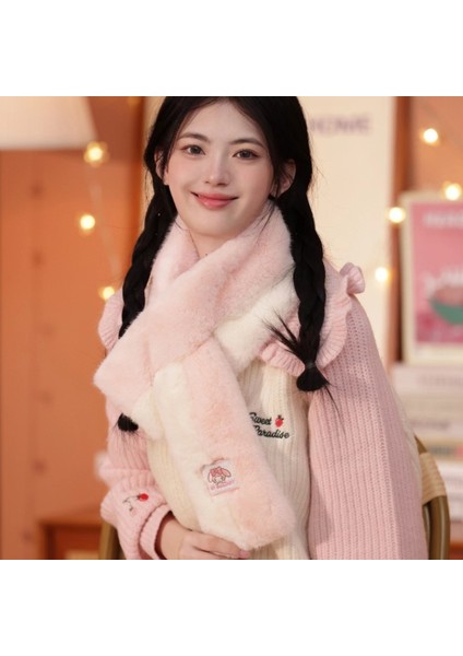 Beautifyy Sanrio Mor Kuromi Renk Bloklu Mink Eşarp Sevimli Karikatür Sıcak Eşarp Kış Kırık ve Rahat (Yurt Dışından)