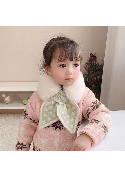 Beautifyy Çocuk Polka Dot Kürk Kış Kış Sıcak Boyun Eşarp Baita Kalınlaşmış Boyun Örtüsü Kürk Çapraz Peluş Boyun Eşarp (Yurt Dışından)