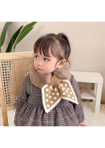 Beautifyy Çocuk Polka Dot Kürk Kış Kış Sıcak Boyun Eşarp Baita Kalınlaşmış Boyun Örtüsü Kürk Çapraz Peluş Boyun Eşarp (Yurt Dışından)