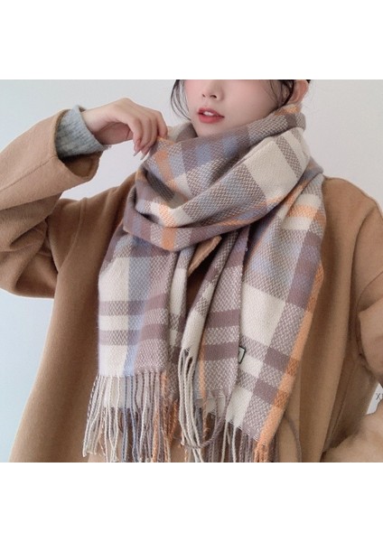 Beautifyy Sonbahar ve Kış Uzunluğunda Eşarp Kadınlar Kış Noel Koleji Çok Yönlü Ekose Şal (Yurt Dışından)