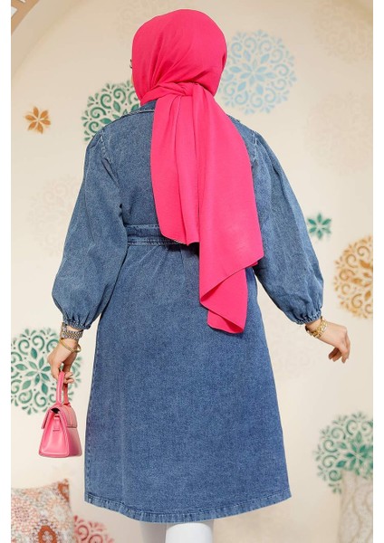 Kot Koyu Mavi Tesettür Trençkot 19128KM fırsatları
