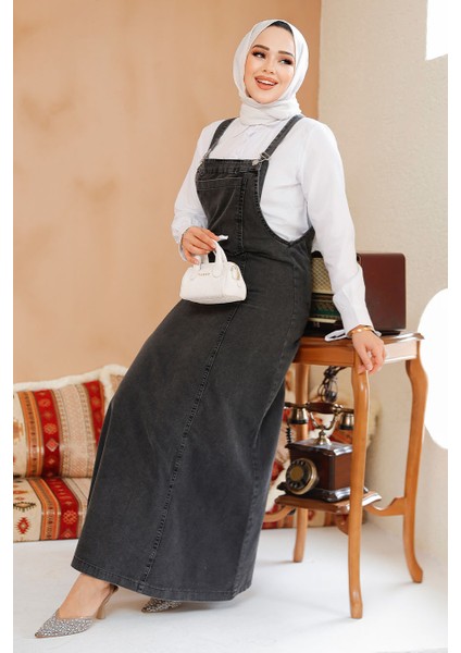 Kot Antrasit Tesettür Jile Elbise 19131ANT