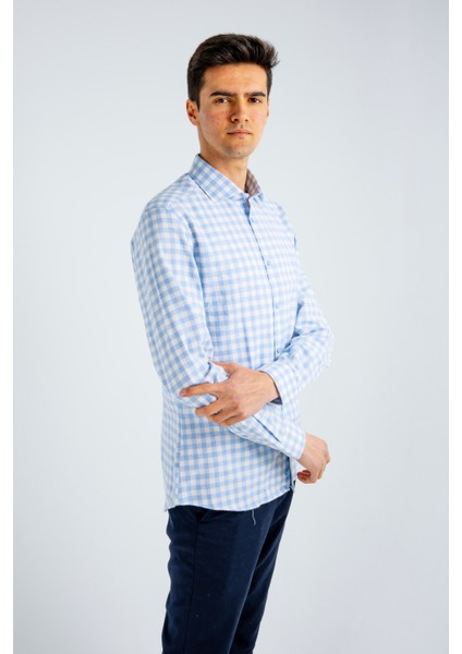 Erkek Gömlek Mavi Beyaz modelleri