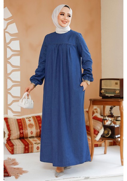Kot Lacivert Tesettür Elbise 19125L