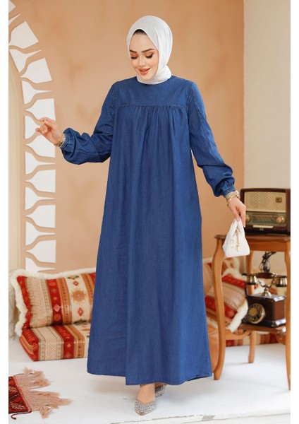 Kot Lacivert Tesettür Elbise 19125L modelleri