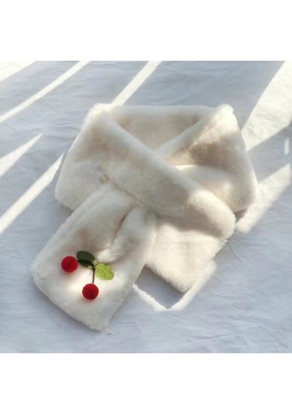 Beautifyy Kiraz Peluş Kış Sıcak Boyun Eşarp Yem Kalınlaştırılmış Boyun Kapağı Kürk Çapraz Peluş Boyun Eşarp (Yurt Dışından)