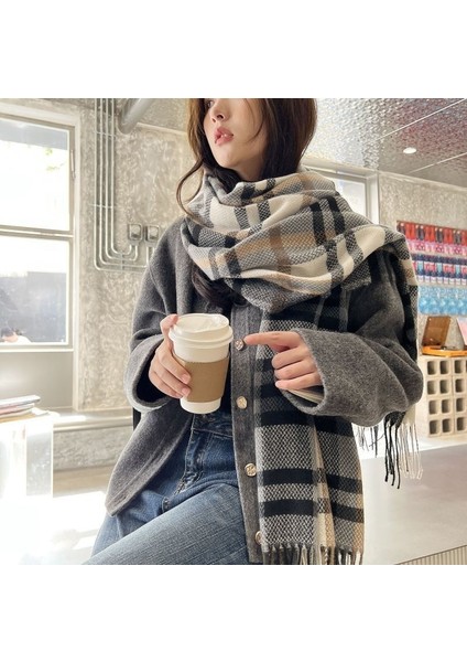 Beautifyy Kalın Eşarp Tatlı Sıcak Eşarp Kadınlar Için Ekose Salcı Eşarp (Yurt Dışından)