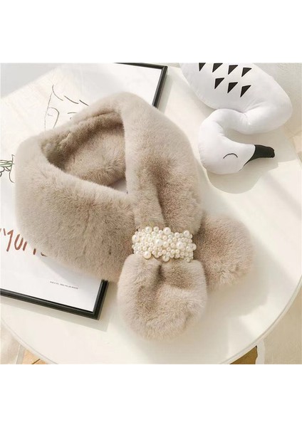 Beautifyy Inci Düz Renk Kürk Kış Kış Sıcak Boyun Eşarp Yem Kalınlaşmış Boyun Örtüsü Kürk Çapraz Peluş Boyun Eşarp (Yurt Dışından)
