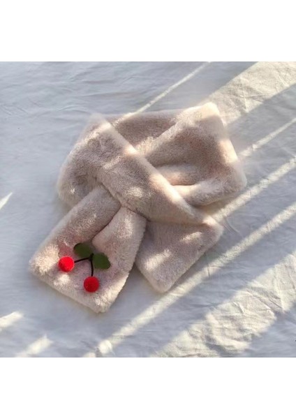 Beautifyy Kiraz Peluş Kış Sıcak Boyun Eşarp Yem Kalınlaştırılmış Boyun Kapağı Kürk Çapraz Peluş Boyun Eşarp (Yurt Dışından)