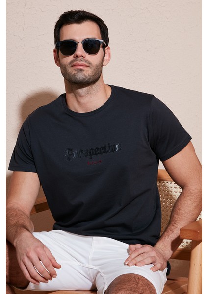 Pamuklu Slim Fit Bisiklet Yaka T Shirt Erkek T Shirt 541PERSPECTIVE modelleri