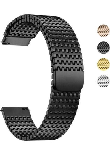Paslanmaz Çelik Saat Kordonu Black 18 mm