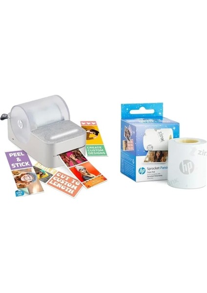 Sprocket Panorama Instant Taşınabilir Renkli Etiket ve Fotoğraf Yazıcısı ve Kağıt Paketi Gri Zink Paper Bundle