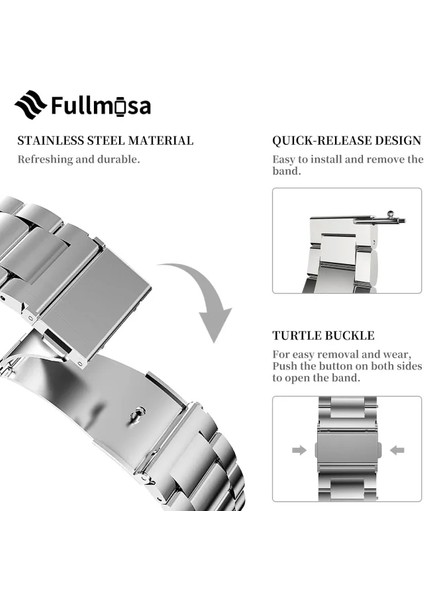Hızlı Çıkarılan Metal Zincir Saat Kordonları Gümüş 16 mm