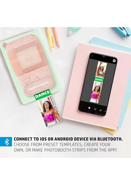 Sprocket Panorama Instant Taşınabilir Renkli Etiket ve Fotoğraf Yazıcısı Pembe Printer