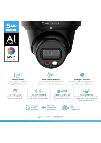 Gece Renkli Aı Taretli Ip Poe 20FPS Kamera Beyaz Black indirimleri