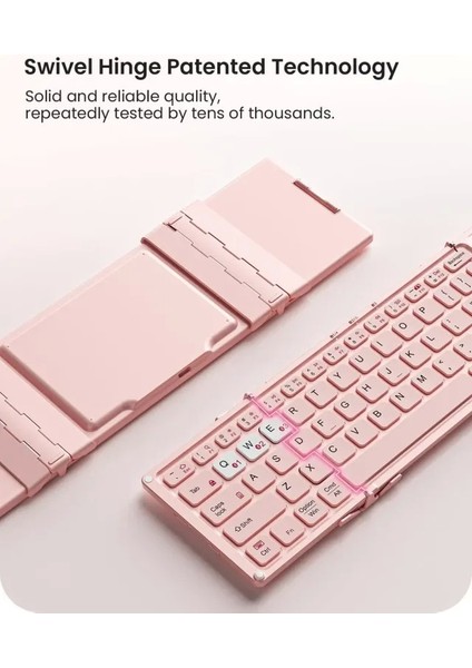 Katlanabilir Bluetooth Klavye Pembe