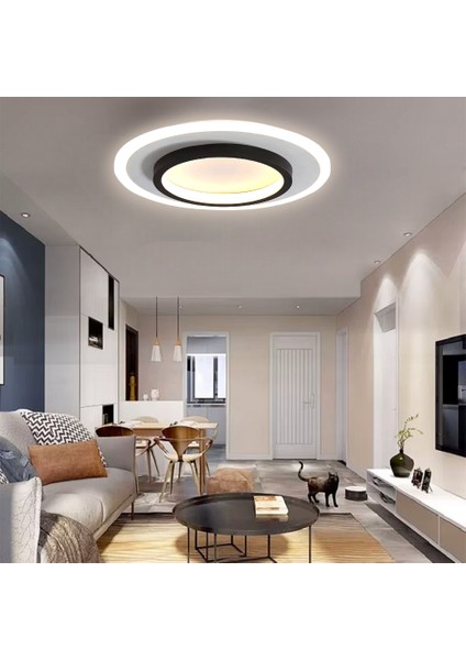 50 cm Akrilikli Yuvarlak Kumandalı,dimli 3 Işık Renkli LED Tavan Lambası, Modern Avize fiyatları
