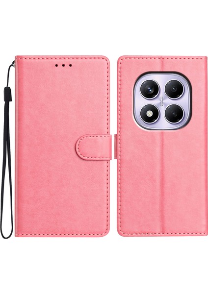 Xiaomi Redmi Note 14 Pro 4g Deri Kılıf Cüzdan Standlı Telefon Kapağı ile Kullanışlı Askı-Pembe (Yurt Dışından)