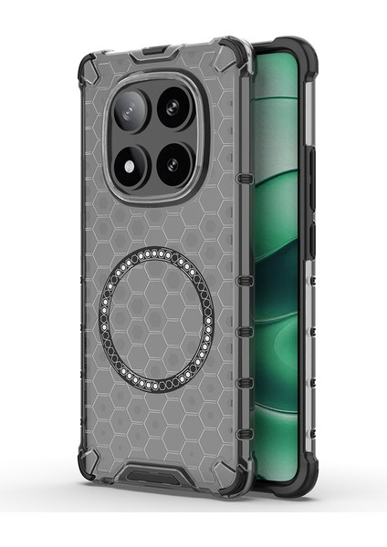 Xiaomi Redmi Note 14 Pro 5g/poco X7 5g Kılıf Magsafe Petek Tasarımı ile Uyumlu Tpu+Pc Telefon Kapağı-Gri (Yurt Dışından)