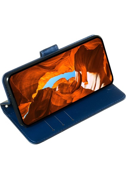 Xiaomi Redmi Için Not 14 Pro 4g Kılıf Pu Deri Flip Telefon Kapağı Cüzdan Kart Yuvası Tutucu-Mavi (Yurt Dışından)
