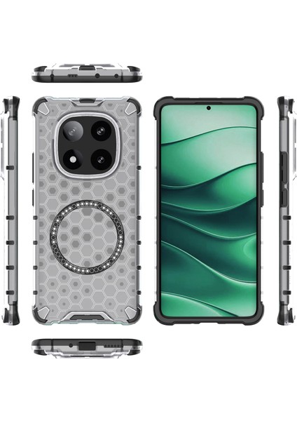 Xiaomi Redmi Için Not 14 Pro 5g/poco X7 5g Kılıf Magsafe Petek Tasarımı ile Uyumlu Tpu + Pc Telefon Kapağı-Şeffaf (Yurt Dışından)