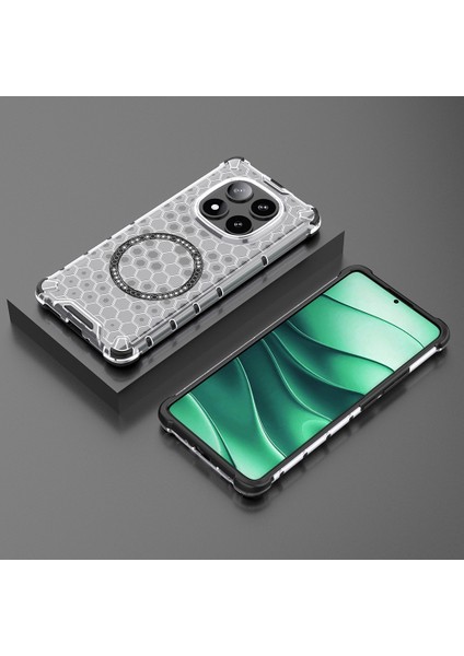 Xiaomi Redmi Için Not 14 Pro 5g/poco X7 5g Kılıf Magsafe Petek Tasarımı ile Uyumlu Tpu + Pc Telefon Kapağı-Şeffaf (Yurt Dışından)