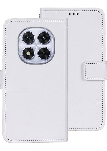 Xiaomi Redmi Note 14 Pro 4g Standlı Kılıf Crazy Horse Dokulu Deri Telefon Kapağı-Beyaz (Yurt Dışından)